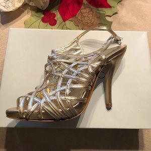 Beautiful Gold BCBG strappy heels!!